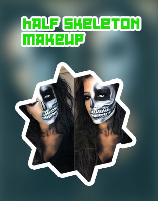 Half skeleton makeup
